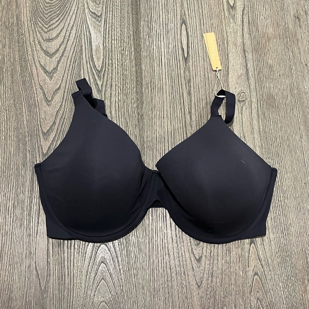NWT Skims Bra Fits Everybody Plunge Demi Bra Underwire Padded Onyx Black 42H